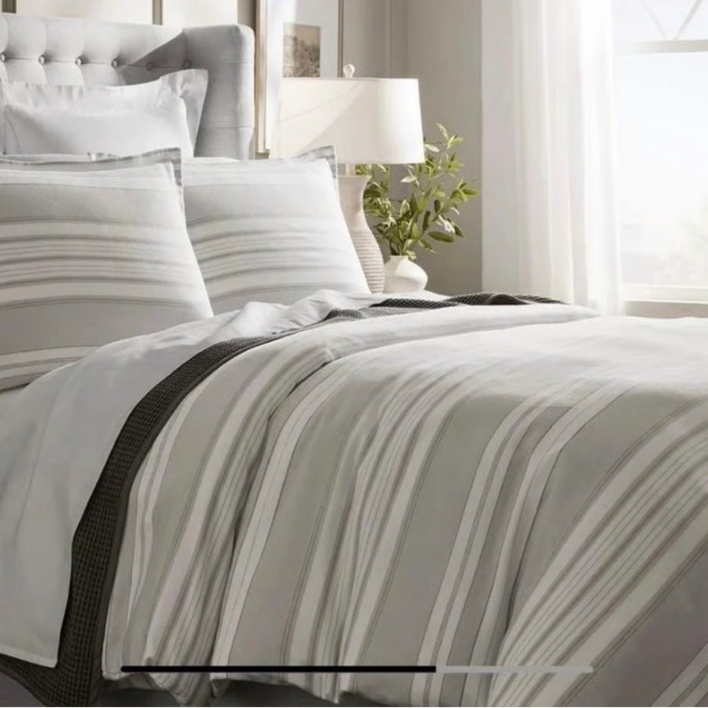 Boll & Branch Flannel Duvet Cover KING Bonfire Stripe